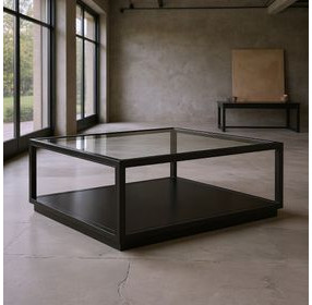 Glaze Onyx Square Glass Top Occassional Table Set