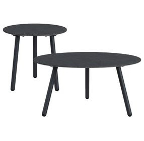 Java Dark Gray Outdoor 2 Piece Round Sintered Stone Top Occasional Table Set