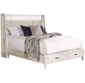 Americana Modern Cotton Queen Upholstered Storage Shelter Bed