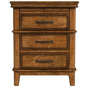 Bandalier Russet 3 Drawer Nightstand with USB Charging