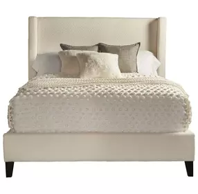 Angel Himalaya Ivory King Upholstered Panel Bed