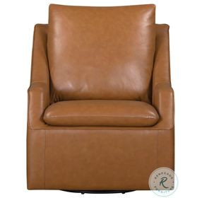 Asterwyn Steamboat Ecru Leather Swivel Accent Chair