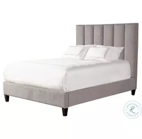 Quinn Stream Gray Performance Fabric King Upholstered Panel Bed