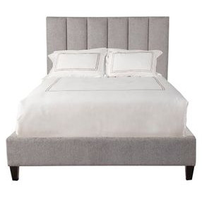 Avery Stream Gray Performance Fabric Queen Upholstered Panel Bed