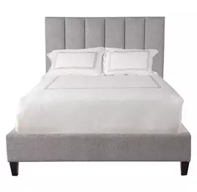 Avery Stream Gray Performance Fabric Queen Upholstered Panel Bed