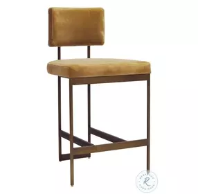 Baylor Camel Velvet And Bronze Counter Height Stool