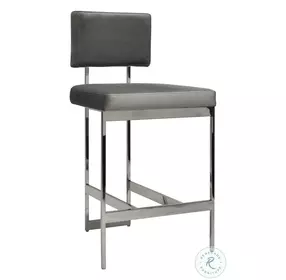 Baylor Grey Velvet And Nickel Modern Counter Height Stool