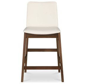 Deco White Upholstered Counter Height Stool