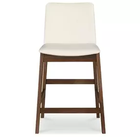 Deco White Upholstered Counter Height Stool
