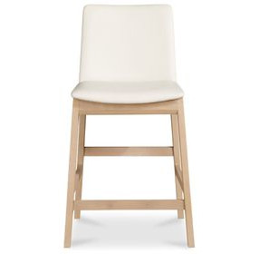 Deco Oak White Upholstered Counter Height Stool