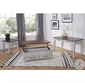 Bear Creek White And Honey Smoke Lift Top Occasional Table Set