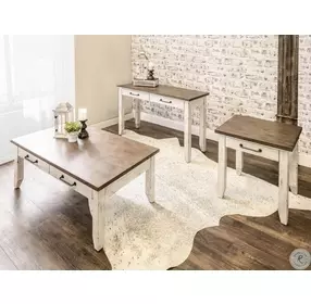 Bear Creek White And Honey Smoke Occasional Table Set