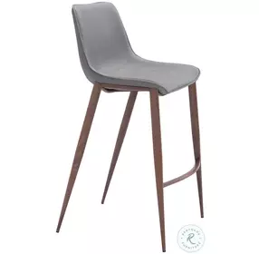 Magnus Gray Bar Stool with Walnut Legs Set of 2