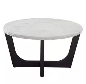 Chrissy Black and White Round Marble Top Cocktail Table