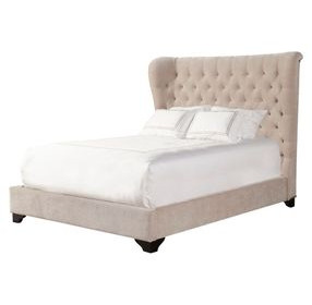 Chloe Meringue Natural Queen Upholstered Panel Bed