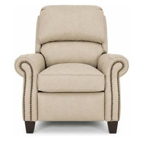 Churchill Cashmere Stone Leather Push Thru The Arms Recliner with Nailhead Trim