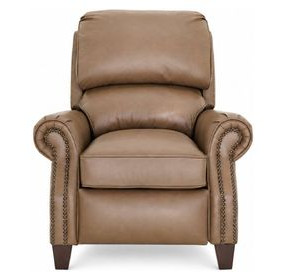 Churchill Cashmere Taupe Leather Push Thru The Arms Recliner with Nailhead Trim