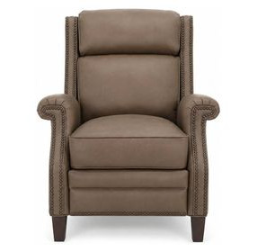 Barrett Cashmere Taupe Leather Lounge Power Recliner with USB Charging and Nailhead Trim