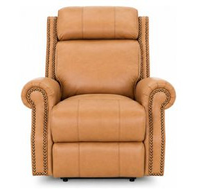 Blair Santa Fe Brandy Leather Power Recliner with Nailhead Trim and USB Charging