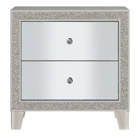 Sliverfluff Silver and Champagne 2 Drawer Nightstand
