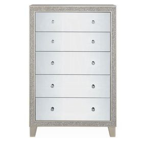 Sliverfluff Silver and Champagne 5 Drawer Chest