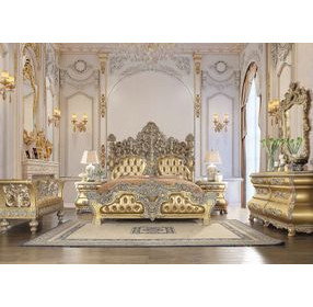 Seville Gold Upholstered Panel Bedroom Set