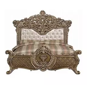 Constantine Light Gold and Brown King Upholstered Panel Bed
