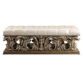 Constantine Light Gold Upholstered 64" Bed Bench with Nailhead Trim