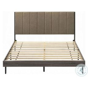 Valdemar Brown Fabric and Weathered Gray Queen Upholstered Bed
