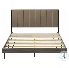 Valdemar Brown Fabric and Weathered Gray Queen Upholstered Bed