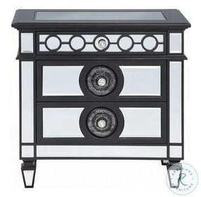 Varian II Black and Silver Mirrored 3 Drawer Nightstand
