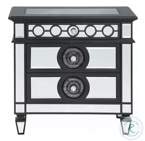Varian II Black and Silver Mirrored 3 Drawer Nightstand