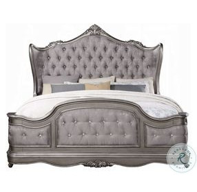 Ariadne Velvet and Antique Platinum Queen Upholstered Bed