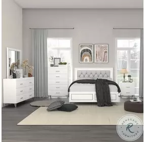 Casilda Gray Synthetic Leather and White Upholstered Bedroom Set