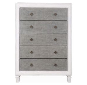Katia Rustic Gray and Weathered White 5 Drawer Chest
