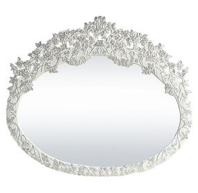 Vanaheim Antique White Oval Dresser Mirror