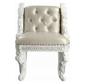 Vanaheim Beige Upholstered Vanity Stool with Nailhead Trim