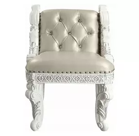 Vanaheim Beige Upholstered Vanity Stool with Nailhead Trim