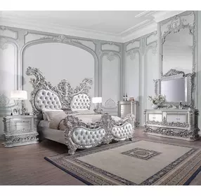 Valkyrie Antique Platinum Upholstered Panel Bedroom Set