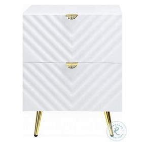 Gaines White High Gloss 2 Drawer Nightstand
