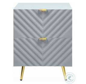Gaines Gray High Gloss 2 Drawer Nightstand