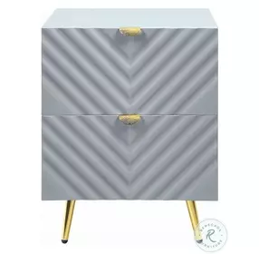 Gaines Gray High Gloss 2 Drawer Nightstand
