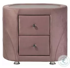 Salonia Pink Velvet 2 Drawer Nightstand