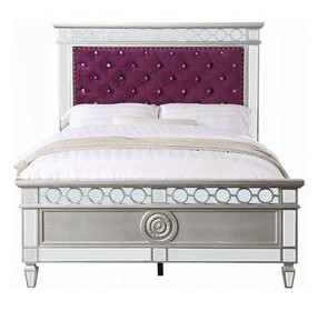Varian Burgundy and Silver Twin Upholstered Panel Bed with Nailhead Trim