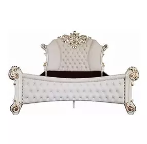 Vendome Cream and Antique Pearl King Upholstered Panel Bed