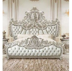 Sandoval Beige and Champagne King Upholstered Panel Bed