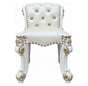 Vendome Beige Upholstered Vanity Stool with Nailhead Trim