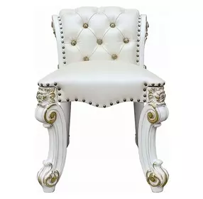 Vendome Beige Upholstered Vanity Stool with Nailhead Trim