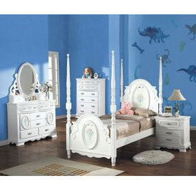 Flora White Youth Poster Bedroom Set