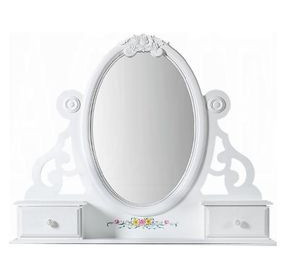 Flora White Oval Dresser Mirror with Jewelry Storage